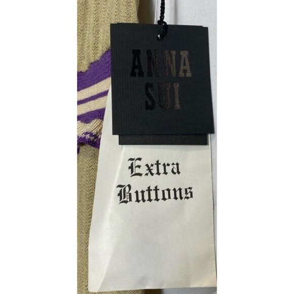 Anna Sui Womens Multicolor Chevron Knit Sleeveless Midi Collared Dress Sz M - Picture 6 of 8